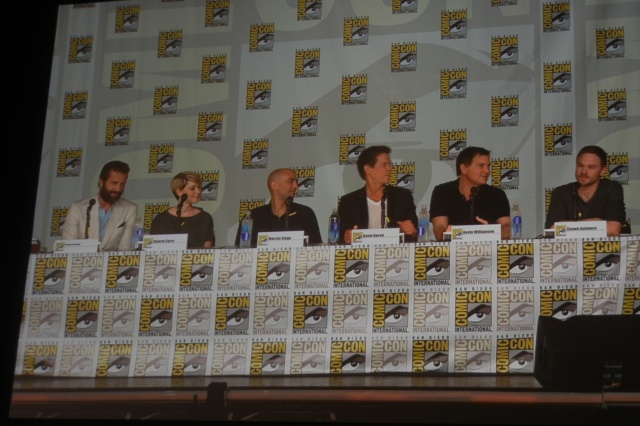 L-R: James Purefoy (who made a "surprise" appearance), Valorie Curry, EP Marcos Siega, Kevin Bacon, EP Kevin Williamson, Shawn Ashmore