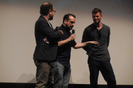 For the second screening of COLOSSAL, there was no appearance from stars Anne Hathaway or Jason Sudeikis. But we got writer/director Nacho Vigalondo and supporting actor Austin Stowell. 
