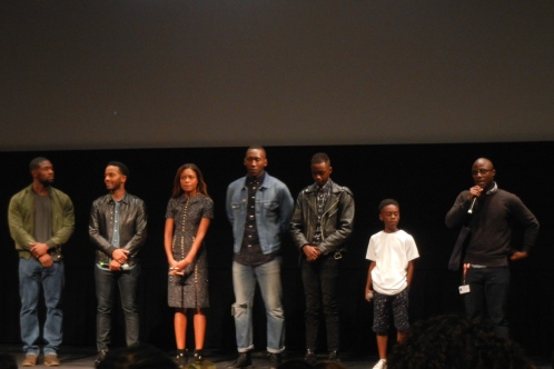 I was truly not expecting to see the cast during this second screening and at 9 A.M! But it was certainly a welcome surprise. L-R: Trevante Rhodes, Andre Holland, Naomie Harris, Mahershala Ali, Ashton Sanders, Alex Hibbert, writer/director Barry Jenkins